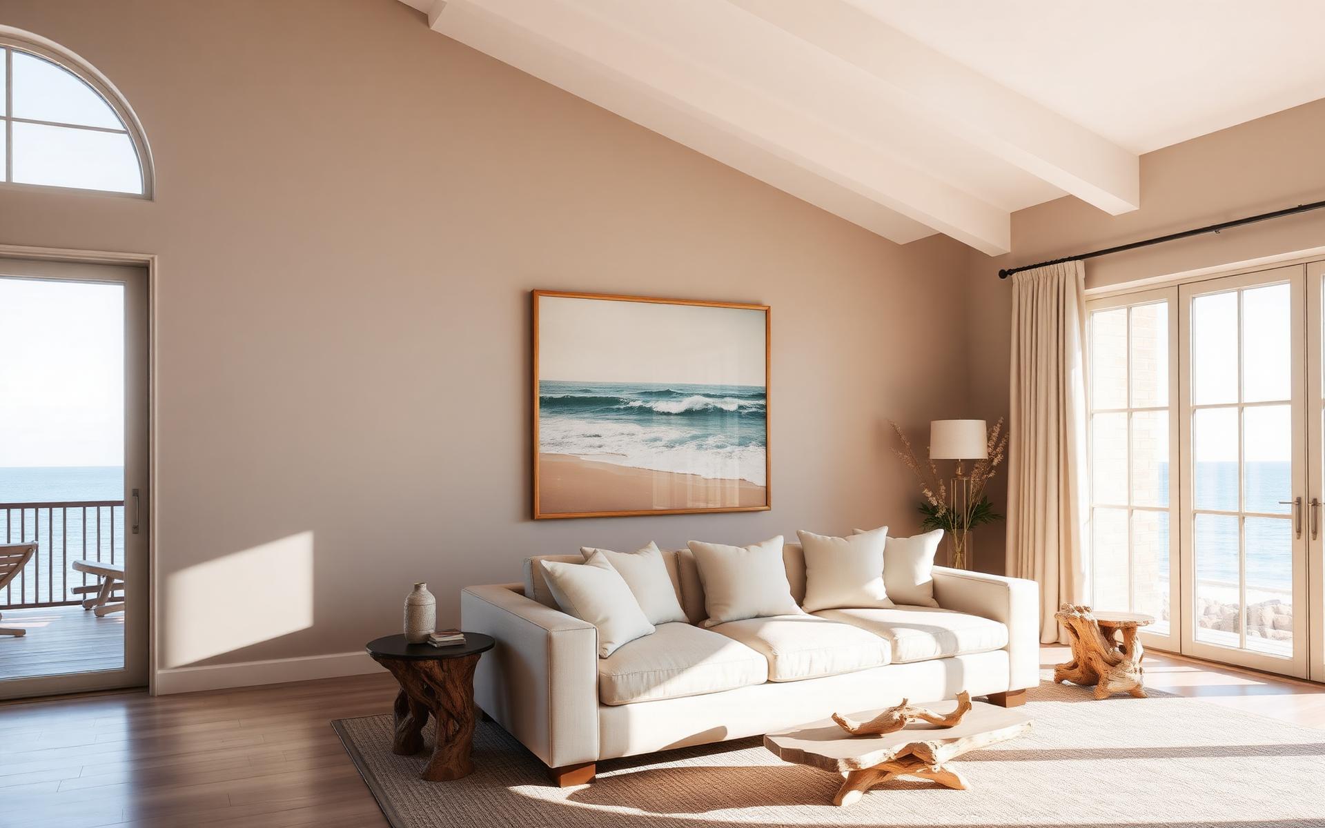 Coastal living room featuring Steele Creek Art