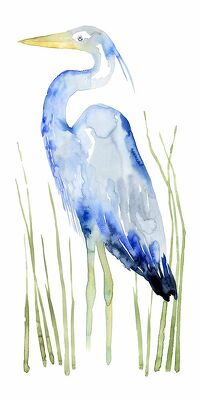 Blue Watercolor Heron I