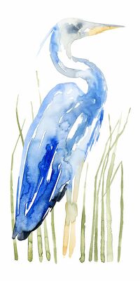 Blue Watercolor Heron II