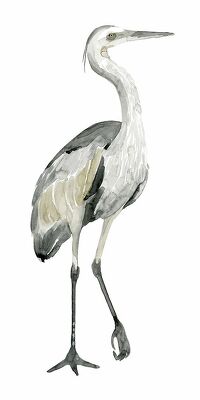 Grey Watercolor Heron I