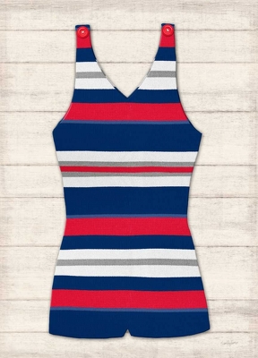 Vintage Swim Suit - Blue and Red 1